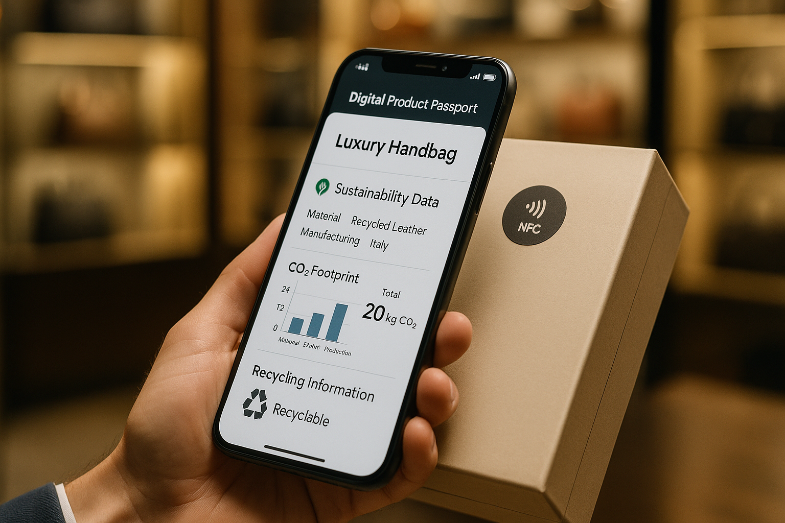 RFID Digital Product Passport Technologie Übersicht: Anwendung von RFID Tags mit Smartphone für Produkttransparenz