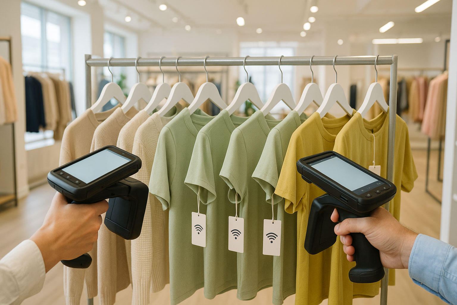 RFID UHF Grundlagen Leichte Sprache: Inventur im Laden mit Handgerät