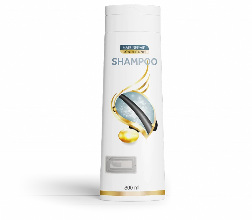 2815 XP RF-Etikett auf Shampoo-Verpackung